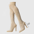 Crystal Diamond Stretch OTK Boots | Stiletto | 11.5cm Heel