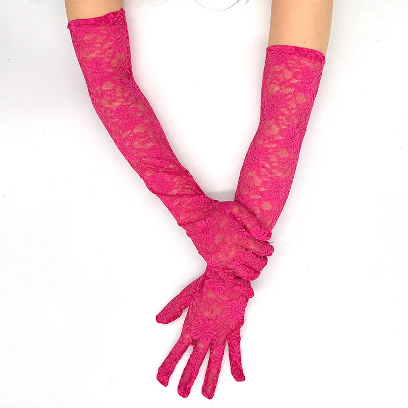 Lace Floral Opera Gloves — One Size | 7 Colors