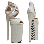 10-Inch Glitter Platform Sandals - Ankle Strap Dance Heels