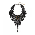 Gothic Lace Collar Necklace | Gem Pendant