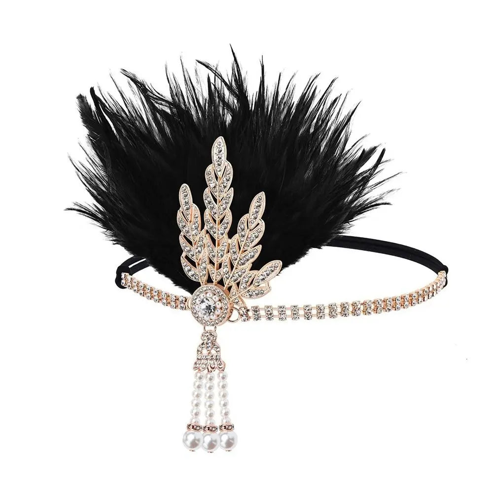 1920s Gatsby Feather Headband | Rhinestone & Pearl | 6 Styles