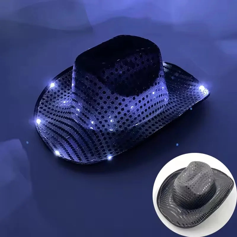 LED Sequin Glow Cowboy Hat | 9 Colors