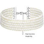Pearl Collar Choker | Layered Rows | White