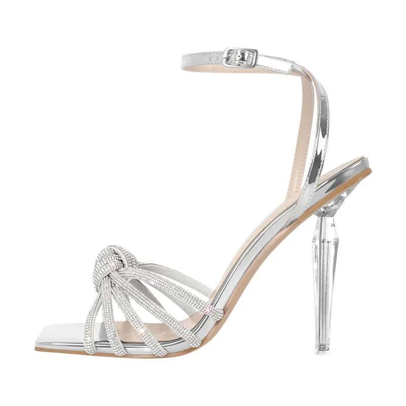 Rhinestone Strappy Heels | Ankle-Wrap Sandal | 4.5" Heel