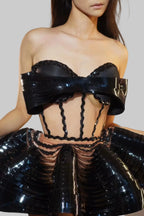 Shiny 2-Piece Rayon Skirt Set