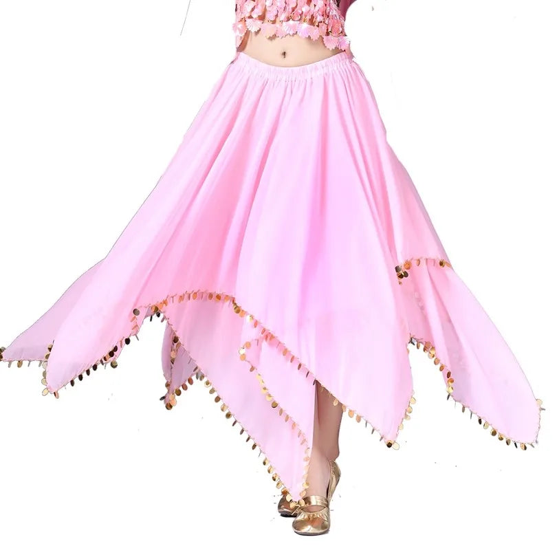 Belly Dance Chiffon Skirt | Sequin Trim | 11 Colors