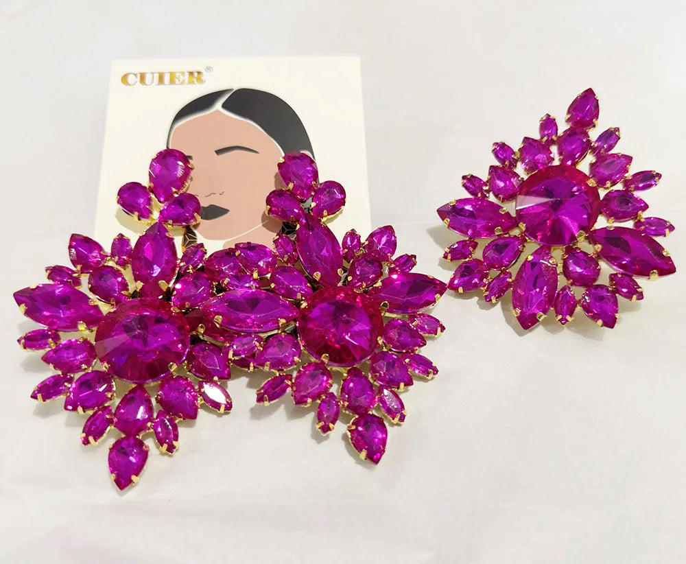 Rhinestone Earring & Ring Jewelry Set | Stage & Bridal | 5 Colors