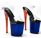 8-Inch Transparent Platform Heels with Color Gradient - Open Toe Sandals
