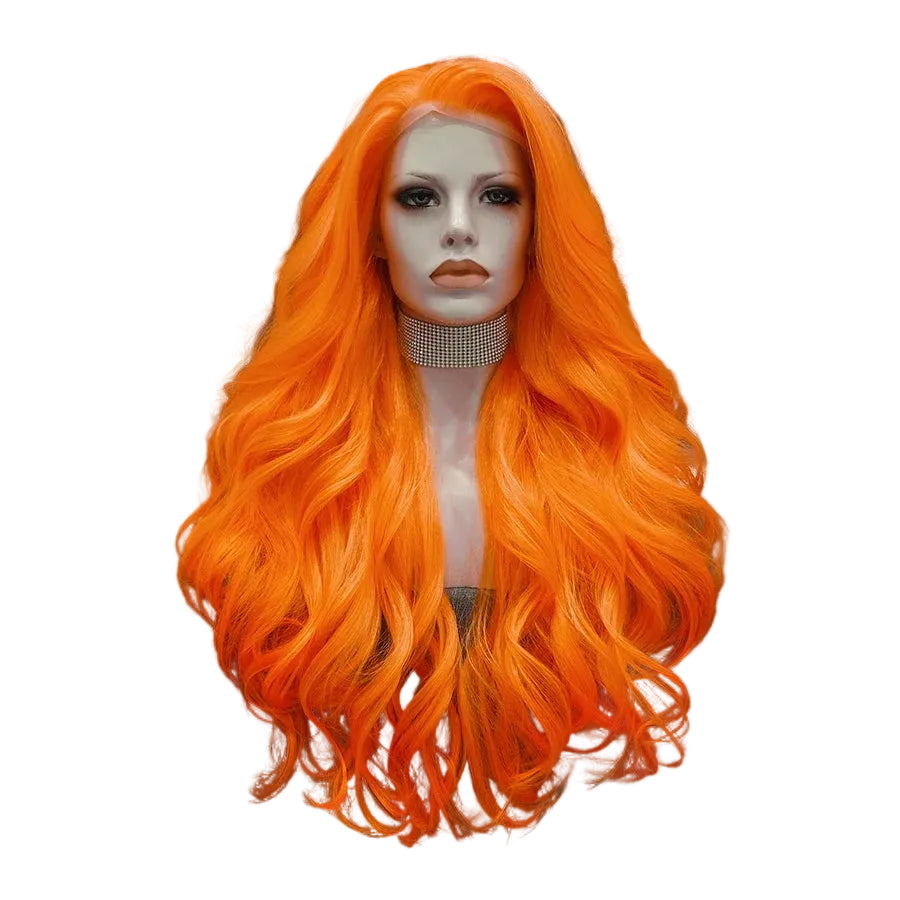 Long Orange Lace Front Wig | 30 Inch | Natural Wavy