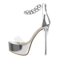 Clear Platform Sandal | Metal Chain Strap | Stiletto