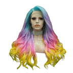 Rainbow Ombre Lace Front Wig | 24 Inch | Blue Pink Purple Yellow