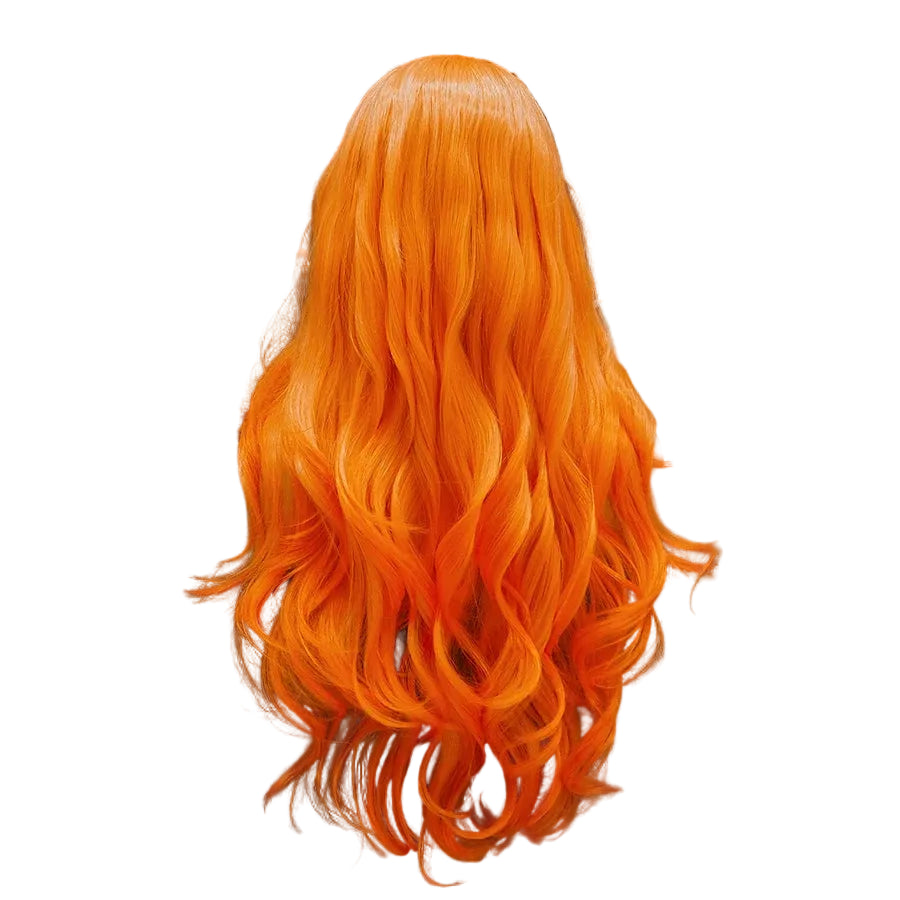 Long Orange Lace Front Wig | 30 Inch | Natural Wavy
