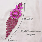 Rhinestone Tassel Drop Earrings | Jumbo 22CM | Statement