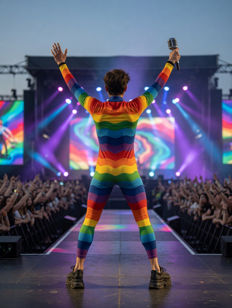 Rainbow Stripe Catsuit | Men's Performance Jumpsuit