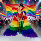 Rainbow Ruffle Cape | Stage Performance Gown
