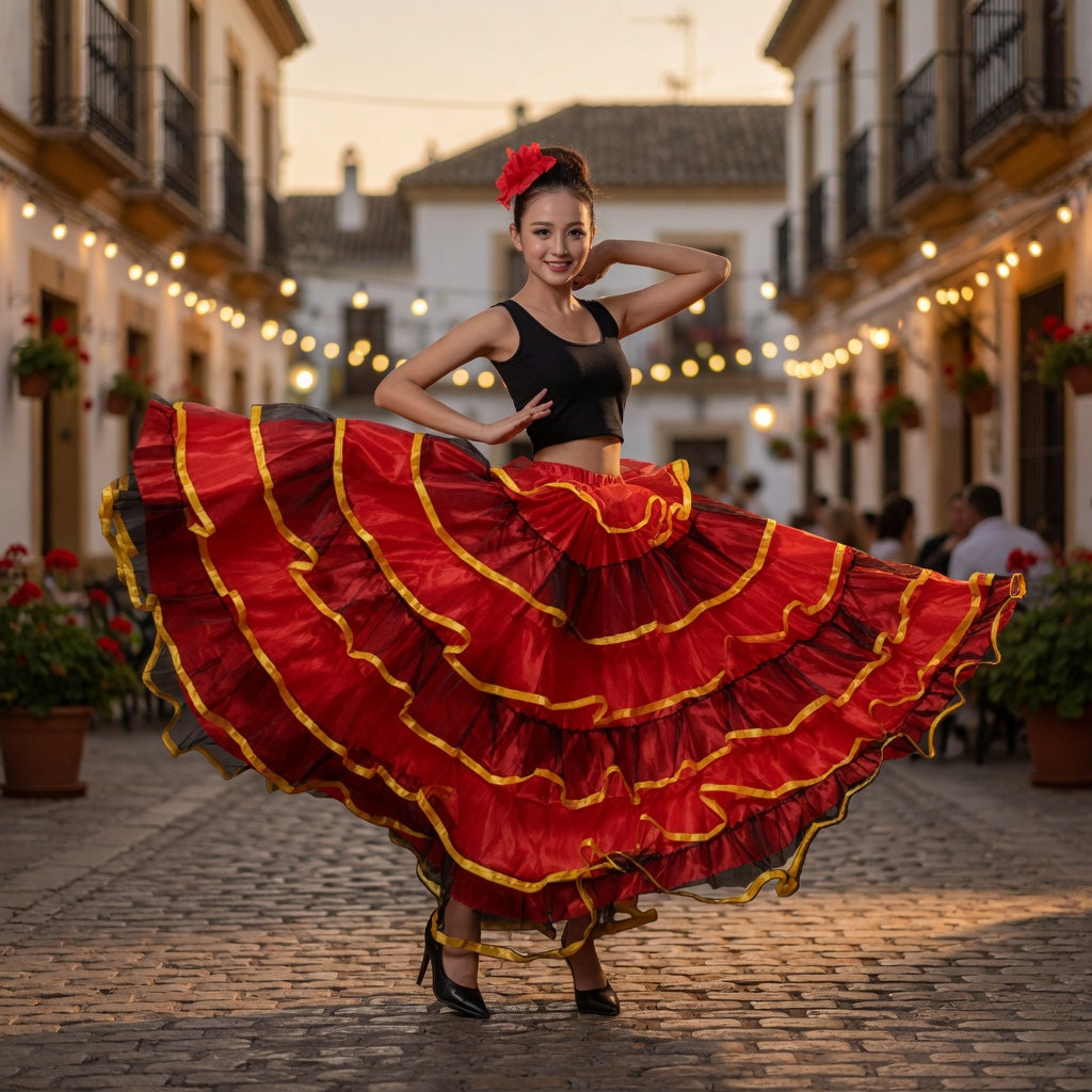 Flamenco Ruffle Skirt | Multi-Tier Swing | 180–720°