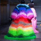 Ruffle Tulle Long Jacket | Stage Performance Coat