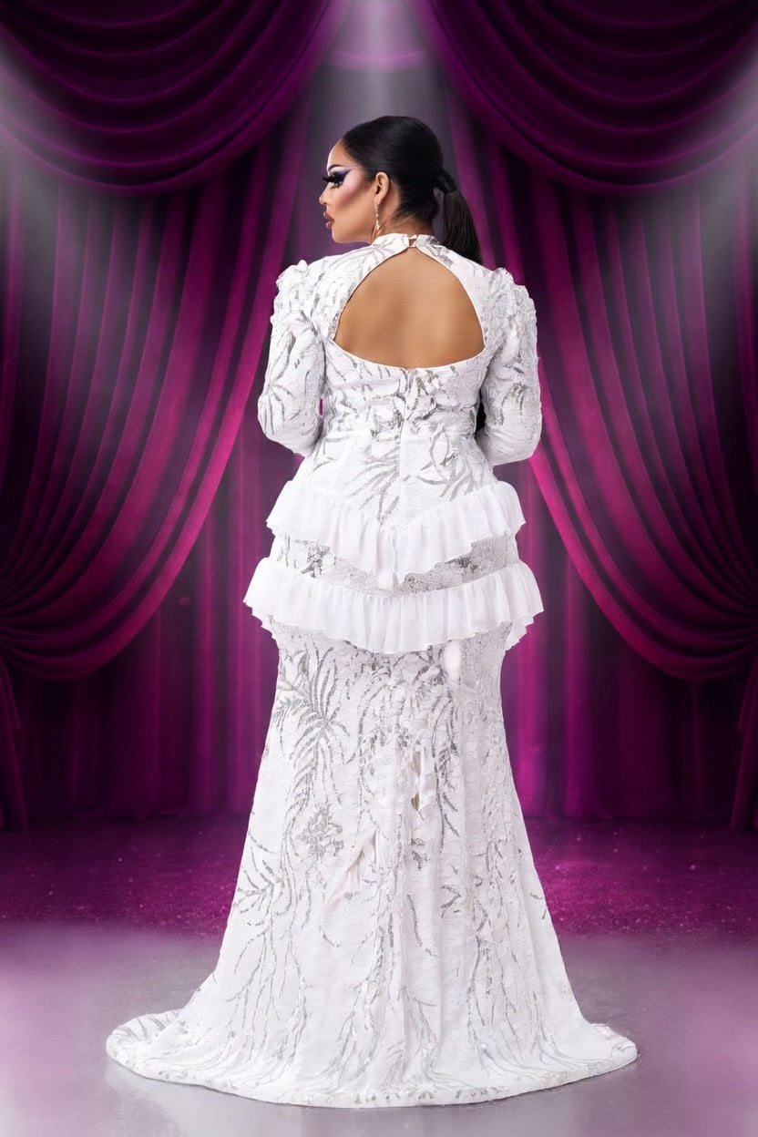 Tiered Pageant Gown | Long Sleeve | Plus Size