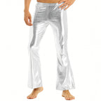 Men's Metallic Bell Bottom Pants | Glossy Flare | Disco