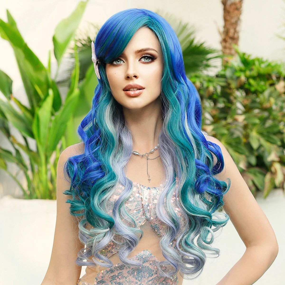 Mermaid Wig | Blue Green Ombre | Long Wavy