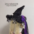 Gothic Witch Hat | Velvet, Lace & Satin Ribbon